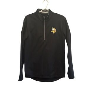 Majestic Thermabase Minnesota Vikings 1/4 Zip Gray Black Mens Shirt Size Small